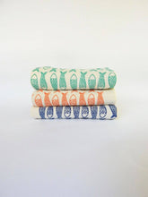 Fish Kitchen Towel, Handprinted Tea Towel, Coastal Towel: Dark Blue on Natural