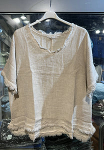 Fringe Blouse: Taupe