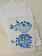 Limited Edition Puffer Fish White Flour Sack Towel