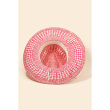 Checkered Straw Weave Sun Hat: BL