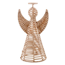 Wicker Angel - 13" H: Iron ,  Wicker / 13" H x 7.5" W 6" D