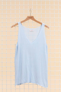 COTTON V-NECK TANK TOP: Beige / One size