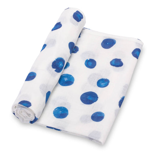 Blue Polka Dots Baby Muslin Swaddle Blanket