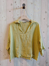 Ref-12104 100% LINEN BLOUSE: CAMEL