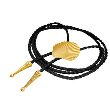 Gold Seashell Bolo Tie: Brown