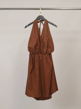 Short elasticated backless dress TDM60026: Brown