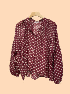 Polka Dot Shirt in Cotton Voile Art 2635: Brown