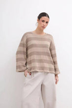 Two-tone Boat Neck Long-Sleeve Knit Sweater: Orange / One Size