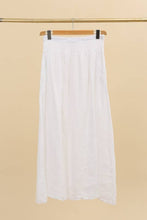 LONG SKIRT WITH SMOCKED WAIST AND POCKETS 100% LINEN: Almond green / One size