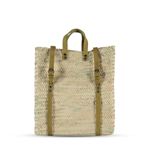 Marrakech Straw Backpack with Leather Straps