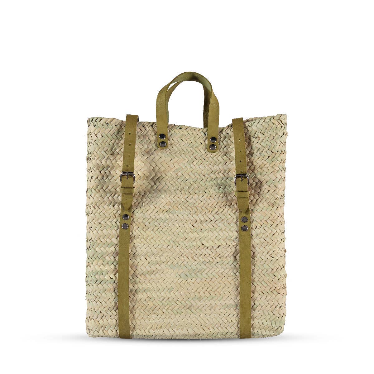 Marrakech Straw Backpack with Leather Straps