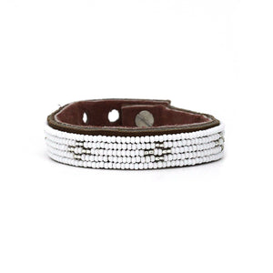 Swahili Coast - Small Silver Diamond Leather Cuff