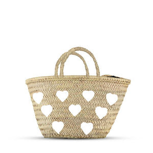 Marrakech Heart French Market Basket - Straw bag - Bag with Heart Cream