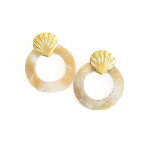 Gold Shell Double Circle Earrings