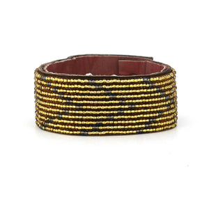 Swahili Coast - Medium Gold/Rainbow Chevron Leather Cuff - Limited Edition