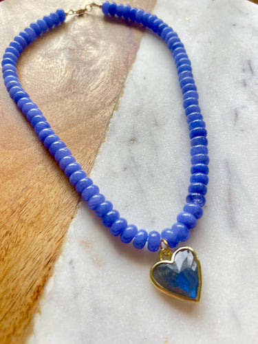 Caia Necklace: Purple Jade with Labradorite