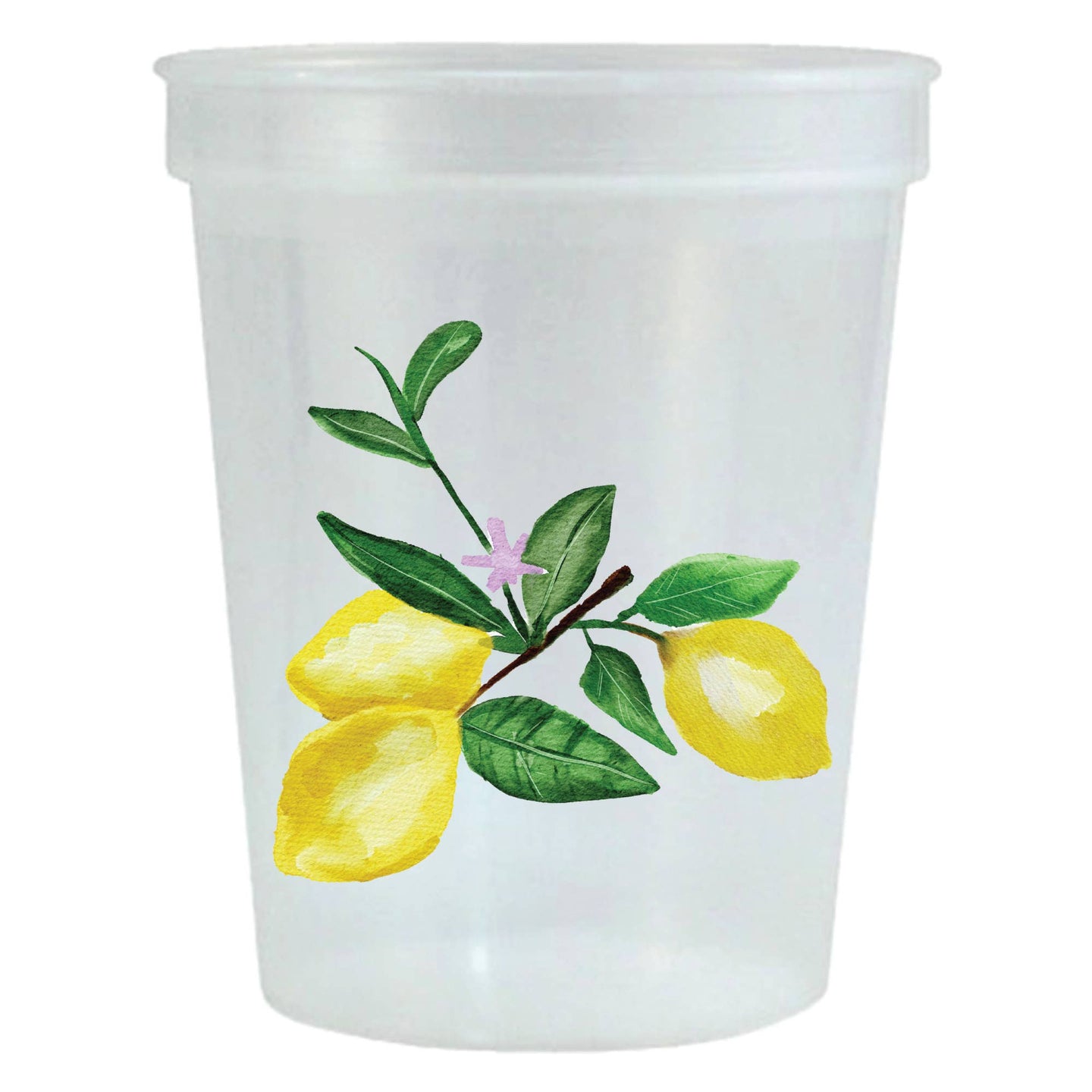 Sip Hip Hooray - Watercolor Lemon Branch Summer Citrus - Stadium Cup Set of 6