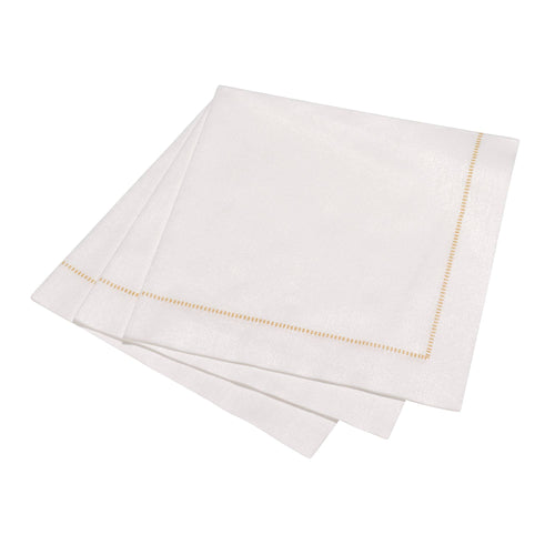 50ct Hemstitch Dinner Napkin 40x40cm: Gold Stitching