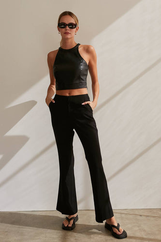 CP8489 - Noelle Front Slit Flare Pants: S / BLACK