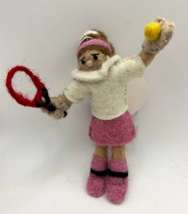 Handmade Felted Wool "Tennis Pro Trini" ornament