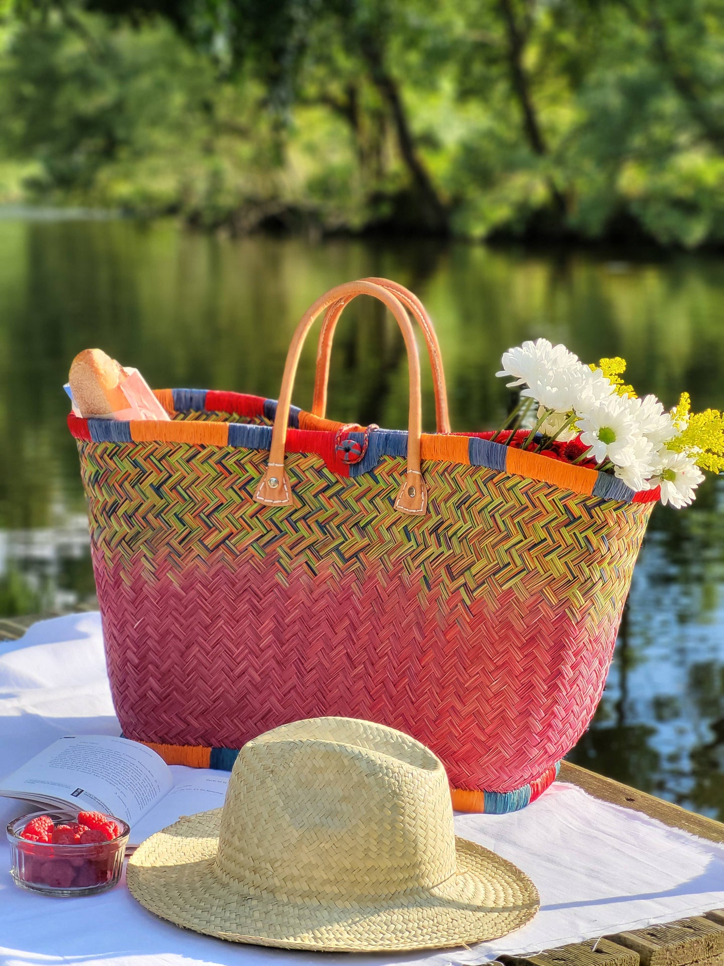 Coloful Straw Basket - XL