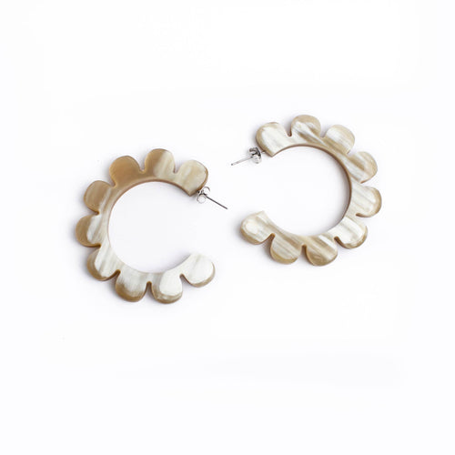 Horn Flower Outline Hoops
