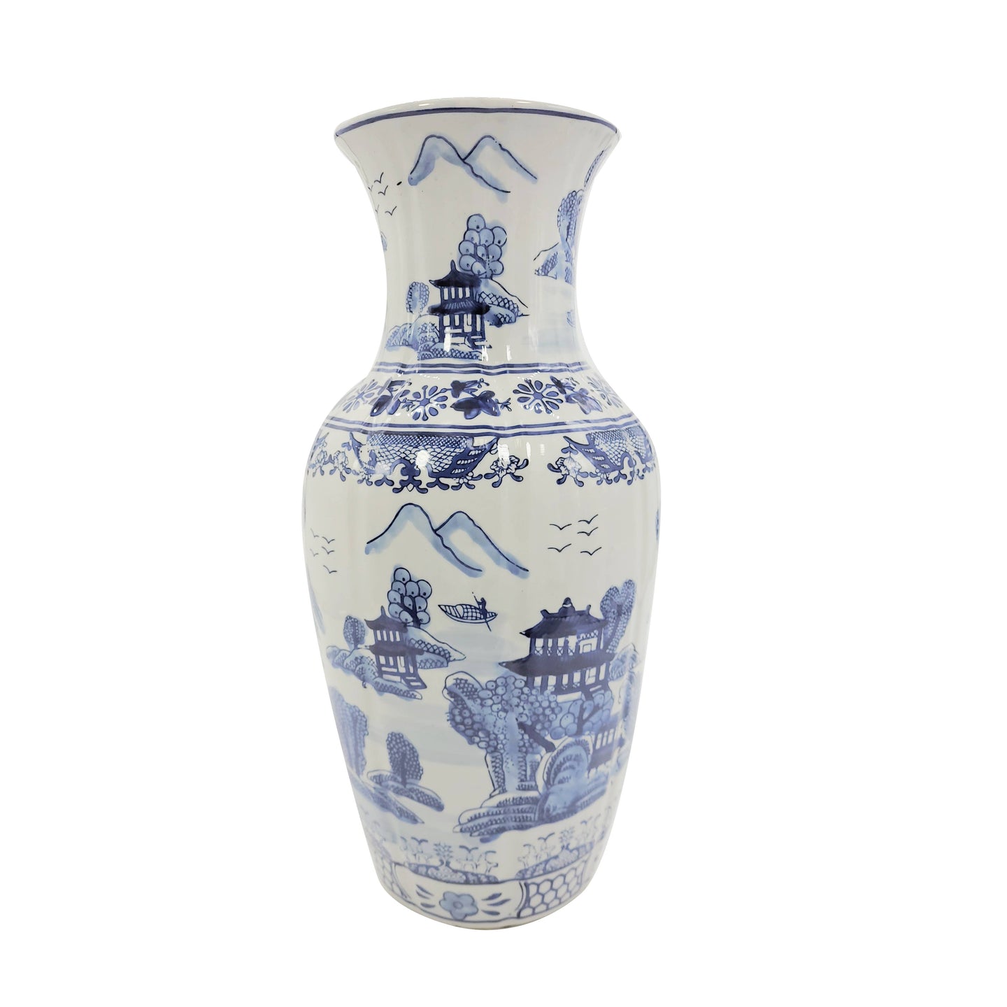 Blue & White Chinoiserie Ceramic Table Vase 18