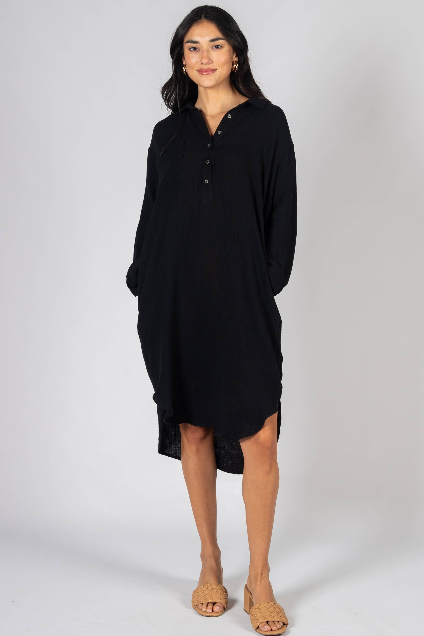 Gauze Button Up Shirt Dress Gauze Button Up Shirt Dress