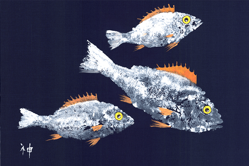 Fish Aye Trading - School of Snapper |White on Navy Placemat/ set 4