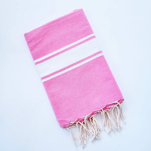 wonderfouta - Turkish beach  towel / Sarong / shawl - Bubblegum & white