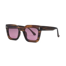 POLLY | Polarized Sunglasses | Striped Brown | Pink Lens