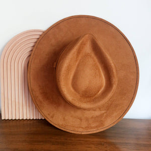 Vegan Suede Rancher Hat -Caramel