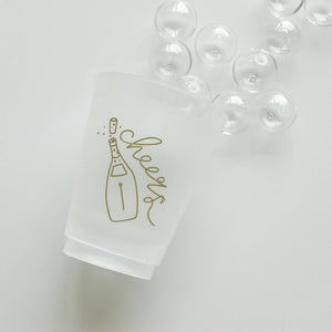 Cheers Champagne Bottle Design 16 oz. Frost Flex Cups