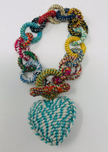 Heart Bracelet Handmade Woven Loop Toggle Multi Color