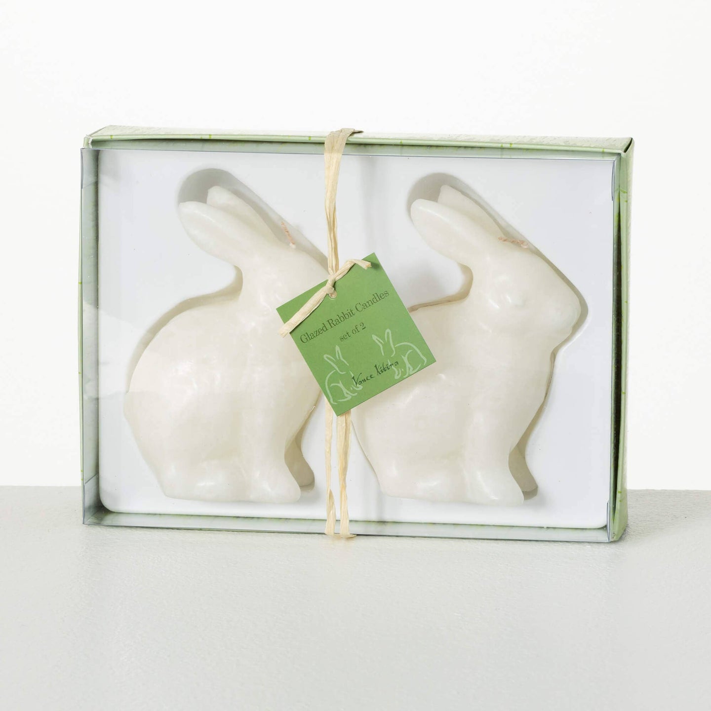 WHITE BUNNY CANDLE SET OF 2