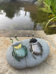 Handmade Embroidery & Sequence Bug Brooch