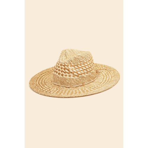 Checkered Straw Weave Sun Hat: