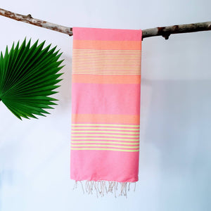 wonderfouta - Turkish beach towel / sarong/ shawl - Fluorescent pink-orang