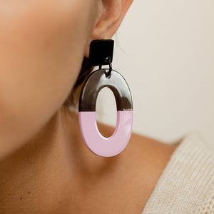 Small Oval Earrings with Lacquer