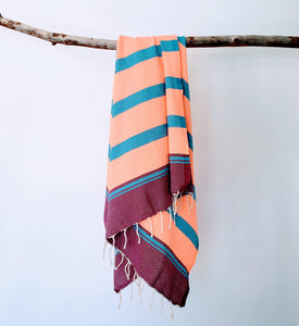 wonderfouta - Beach towel /sarong-Orange-turquoise