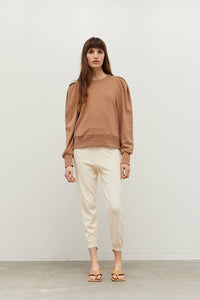 PLEATED PUFF SLEEVE PULLOVER