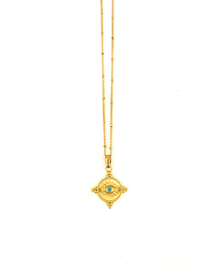 Boho Gal Jewelry - Blue Evil Eye Charm Necklace