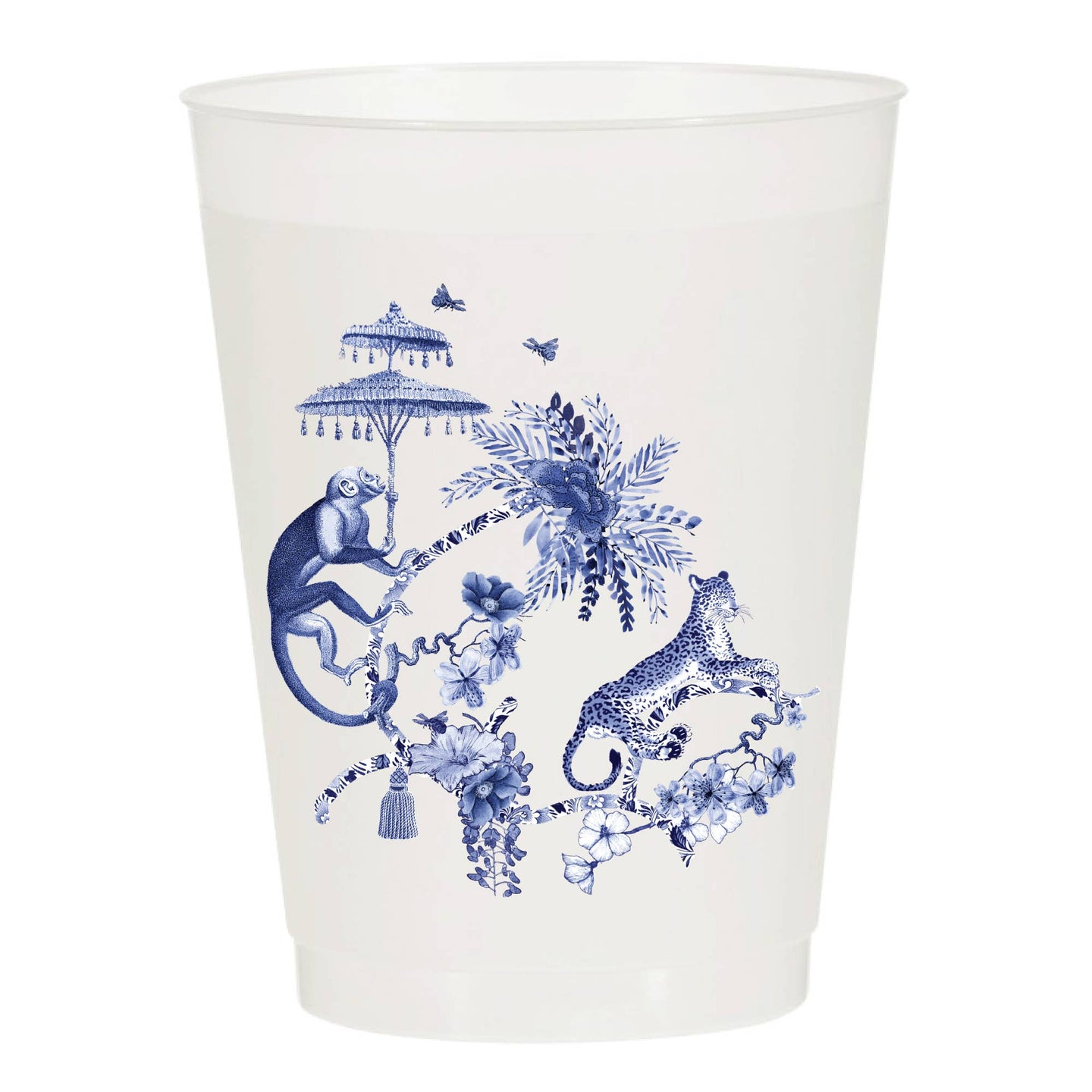 Chinoiserie Monkey Leopard Exotic - Set of 10 Reusable Cups