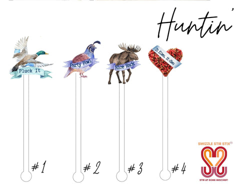 Huntin'  -Cocktail Stirrer - Drink Stir Sticks -Swizzle