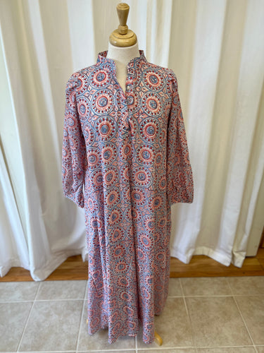 Isla Dress-Pink & Blue Tile